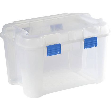 Curver 243696 Scatola di immagazzinaggio TOTEM Box 60L, transparent / blau Trasparente, Blu 1 pz. (1/3)