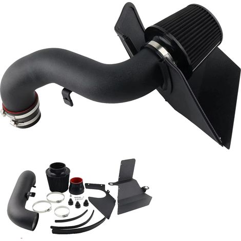 Kit de modificación de la admisión de aire, rendimiento optimizado del motor, respuesta mejorada del acelerador, color negro. (1/2)
