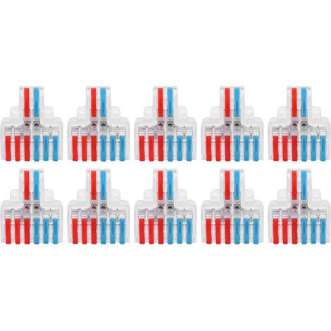 10 pièces Borniers de Raccordement Rapide pour Câbles, Bloc de Jonction 2 Entrées 6 Sorties Transparent LT-623 (1/5)