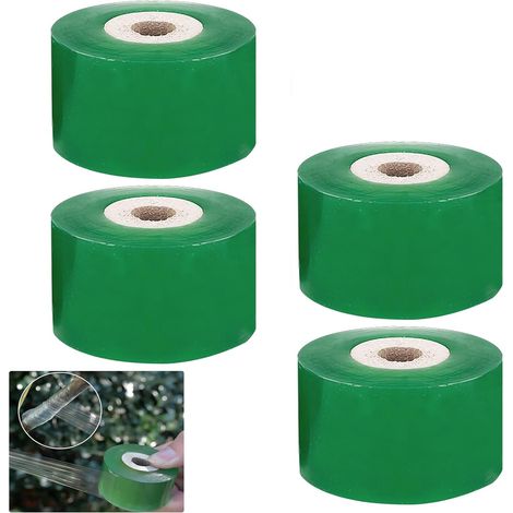 Ruban de Greffe,4 pièces Ruban Greffage Transparent, 3 cm de Large Pied de Greffe Ruban Rétractable, Ruban Rétractable Auto Adhésif Transparent, Ruban de Greffe pour Jardins, Pépinières(Vert) (1/5)