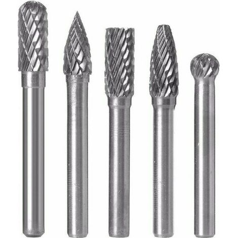 5pcs Fraises en métal Fraises en carbure de tungstène à double coupe Lime rotative à tige de 6 mm x 8 mm pour fraises de perceuse électrique Fraise cylindrique pour la gravure et le polissage (1/5)