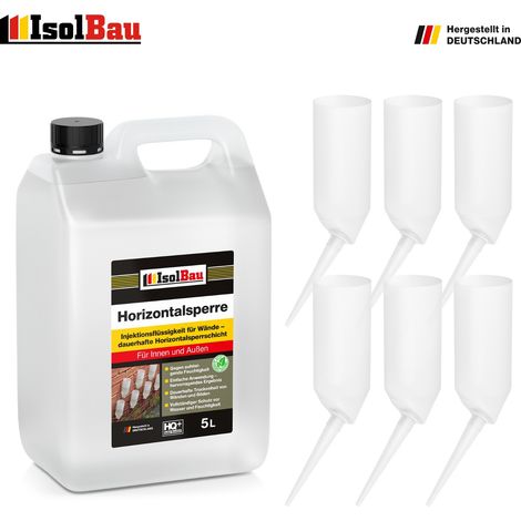 IsolBau Horizontalsperre 5 L + 6 x Injektionstrichter Verkieselung Wand Trockene (1/5)