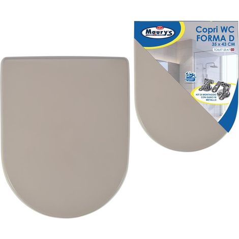 MAURY'S COPRI WC CON KIT DI MONTAGGIO E GANCI IN METALLO IN COLORE TORTORA (1/2)