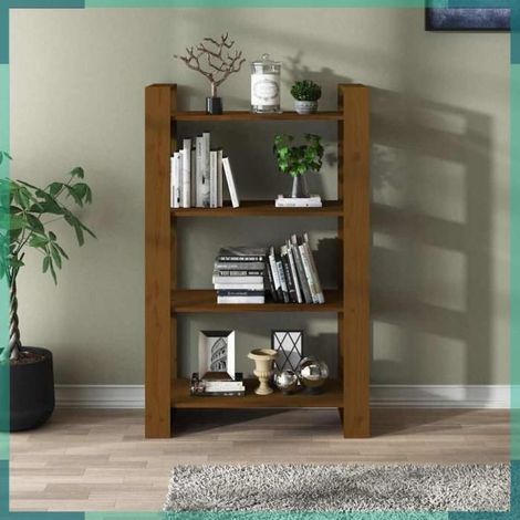 813907 Bibliothèque/Cloison Marron miel 80x35x125 cm Bois massif (1/5)