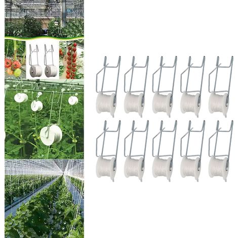 Accrocheur de Plants Roulant pour Tomates 10pcs En Acier Galvanisé Fil PP Résistant à la Chaleur Gain de Place Cordage 15m Treillis pour Cucumber Loofah Grapes (1/5)