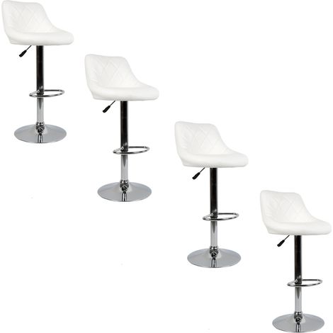 Aqrau Tabouret Tabouret de bar à dossier en sergé, blanc 4 pcs (1/3)