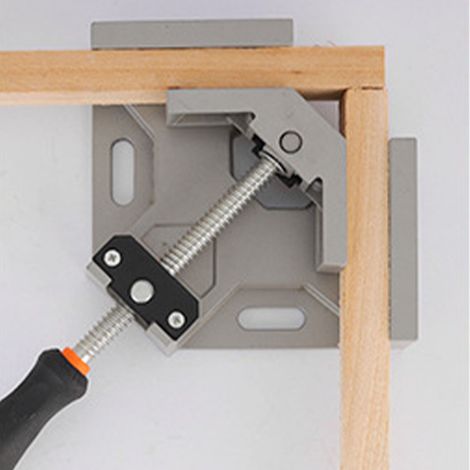 Équerre de serrage bois aluminium acier antidérapant réglable, pince d'angle 90° pour menuisier, poignée unique, outil de fixation robuste (1/5)