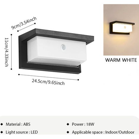 LED Sensorleuchte 18W Warmweiß, Mit Bewegungsmelder, IP55 Wasserdicht, Feuchtraumlampe für Keller, Garage, Bad und Eingangsbereich