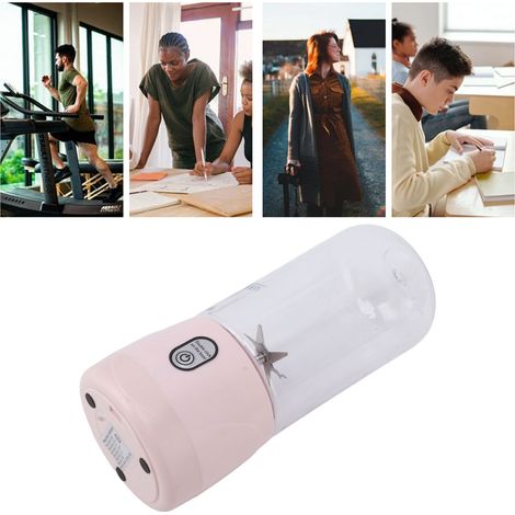 Mini extracteur de jus portable électrique pour la maison, avec gobelet, 6 lames et port USB, rose. (1/5)