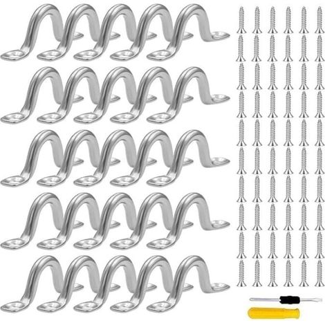 40 Pontet INOX, Acier Inoxydable Pontet avec 80 vis & 1 Tournevis pour Bateau et Kayak,Pont,Voile D\'ombrage de Voiture,Grement de Cano (6 mm) (1/4)