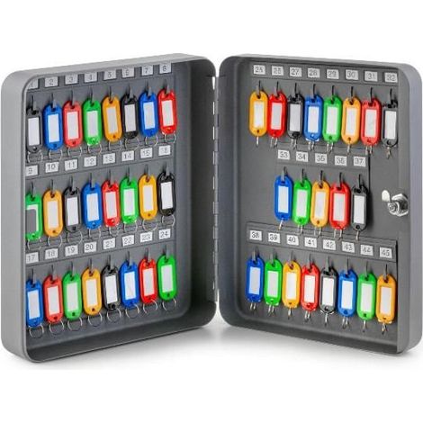 Iternet Cassetta Portachiavi 45 Posti in Acciaio con Serratura a Cilindro - 30x24x8 cm