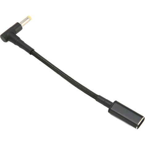 Convertidor CC-CC en ángulo recto para portátiles, cable de carga para portátiles compatible con tomas de corriente de pared, con entrada hembra tipo C.