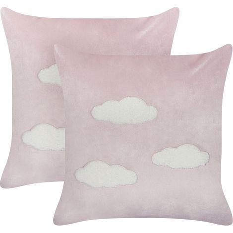 Set of 2 Decorative Cushions IPOMEA Velvet 45 x 45 cm Pink