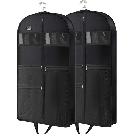 Housse A Vêtements - Tissu Oxford Résistant - 10 Cm De Largeur Latérale - 3 Compartiments - Pour Chemises Manteaux Vestes Et Robes - Lot De 2 (1/5)