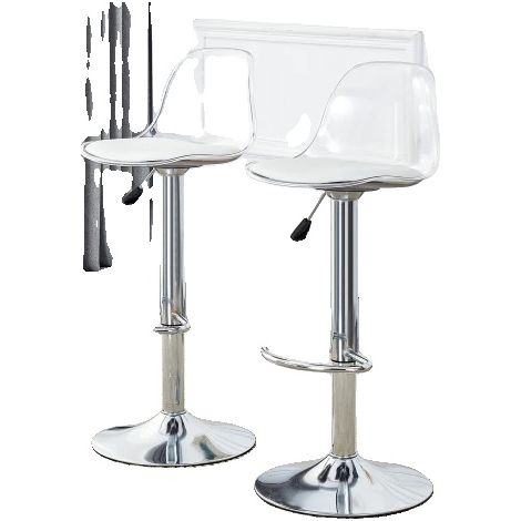 Chaise de bar, réglage de la hauteur de 81,8 cm à 99 cm, rotation à 360°, dossier ergonomique, pieds en métal argenté, installation autonome (1/5)