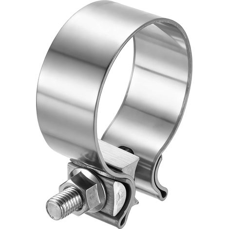 410 Collier D'Échappement En Acier Inoxydable 2.36" Joint Connexion axiale Bande Étroite Joint D'Échappement Collier D'Échappement À Bande Étroite Pour Pipes Mufflers, Silver (1/5)