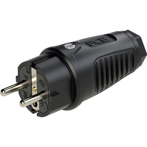 PC Electric 0522-ss Schutzkontaktstecker Vollgummi Schwarz IP54