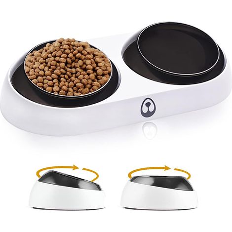 Gamelle Chien Chat, Bol pour Animaux de Compagnie Antidérapant, Gamelle Amovible pour Chats et Chiens, Support Surélevé Incliné 15°, pour Chats Chiots Petits Chiens-Fei Yu (1/5)