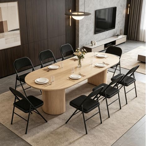 Set di 6 sedie pieghevoli 45x46x78 cm in acciaio e poliestere nere - MEUBLIV (1/5)