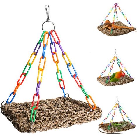 Hamac pour reptiles - Hamac pour lézards - Balançoire pour reptiles - Hamac pour oiseaux - Hamac pour perroquets - Décoration pour cage à oiseaux - M - 20 x 28 cm - Accessoires pour cage à oiseaux - C (1/5)