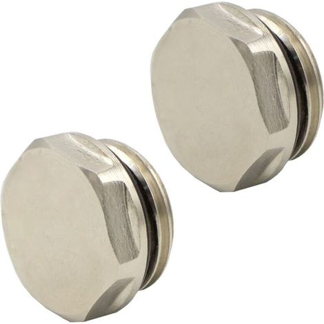 Satz mit 2 1/2"-Blindstopfen für Kühler und Verteiler, selbstdichtend, vernickeltes Messing