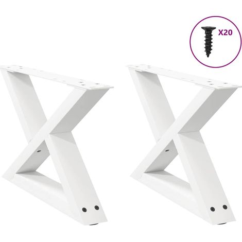 Couchtischbeine 2 Stk. Weiß 50x(30-31,3) cm Stahl