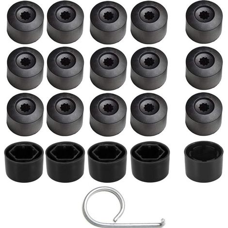 20pcs Couvre-Boulons of Cap nut of Wheel 17mm Couvre-écrous of Tire Hexagonal (4pcs Cap of Bolt of Locking Anti-theft+16pcs Cap Normal) with Tool of Removal (1/5)