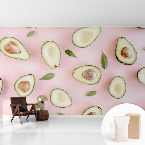 Papier peint intissé décoratif avec colle pour salon chambre et bureau Installation rapide Composition d'avocats 416x254 cm (1/5)