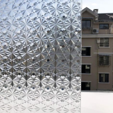 BEBUSINGOTO Película para ventanas, película decorativa 3D estática, película de privacidad extraíble sin pegamento, vidrio esmerilado retro, película tintada que bloquea el sol para el hogar, la coci (1/4)