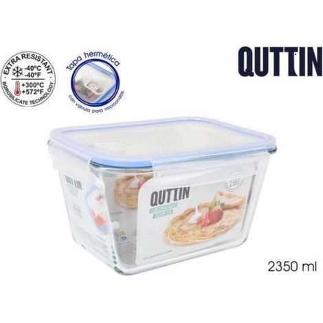 fiambrera honda tapa hermetica,de cristal,rectagular,con valvula para micro 2350ml quttin