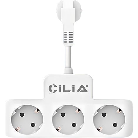 Multiprise CILIA, câble multifonction 3680 W, 10/16 A AC 230 V, noir et blanc, convient aux familles et aux bureaux. (1/4)