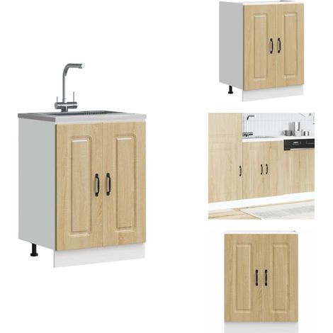 Meuble bas pour évier Kalmar chêne sonoma bois d'ingénierie - Meuble Bas D'évier - Meubles Bas D'évier - Meuble Bas De Cuisine - Meuble Bas De Cuisine Pour Évier (1/5)