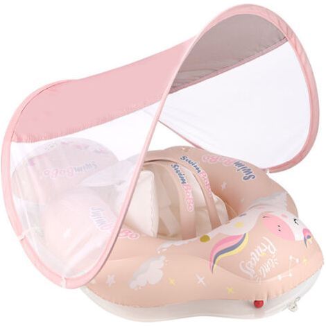 Babyschwimmhilfe mit Sonnenschutz, aufblasbare Babyschwimmhilfe, Babyschwimmhilfe für 1-Jährige, Kinderschwimmhilfe, Babyschwimmhilfe für 3-72 Monate (L - Innendurchmesser 16 cm) (1/5)