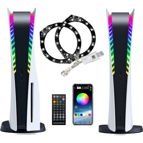 Ruban LED pour PS5, Console PlayStation 5 Lumière Décoration DIY Accessoires, Synchronisation Son/Musique, RGB 8 Couleurs 400 Effets Lumineux avec USB (1/5)