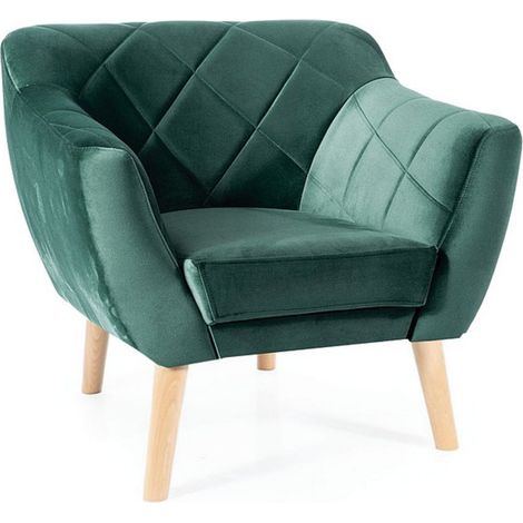 Fauteuil design velours vert & hêtre Blink (1/3)