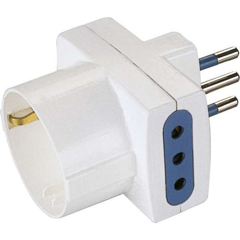 adattatore multiplo poly pool spina e 2 prese 10 a e 1 presa standard tedesco, colore bianco