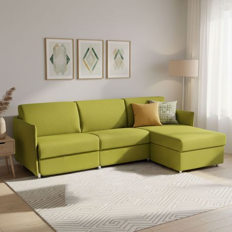 Sofa mit Insel Sumirago, abziehbar, mit Stauraum, wasserdicht, variabel zum Bett, Made in Italy, 260x160 cm Grün (1/5)