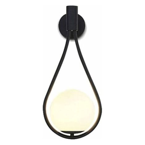 Applique murale LED moderne pour intérieur, design industriel, ronde, globe en verre, métal, culot E27, noire, idéale pour le salon ou la salle à manger. (1/4)