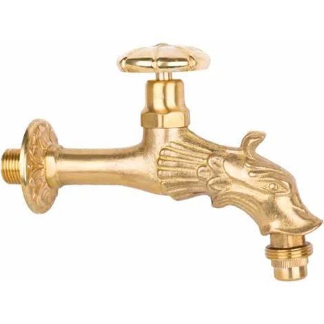 Rubinetto da Giardino Esterno Ottone Antico con Design a Drago, 1/2" (1/2)
