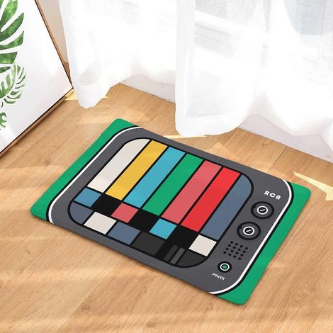 Tapis d'entrée d'intérieur antidérapant à motif de cassette audio vintage (1/2)