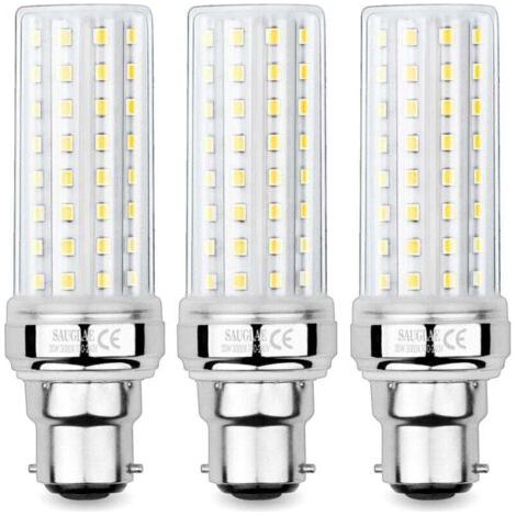 BUNTHAUS 20-W-LED-Maiskolbenlampen, entspricht einer 150-W-Glühbirne, 2300 lm, 3000 K warmweiß, B22-Bajonettfassung, 3er-Pack
