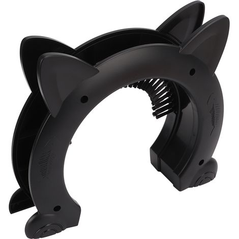 Passe-chat intérieur en acier inoxydable avec brosse de toilettage pour chats (grand modèle), noir (1/5)