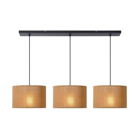 Lampada a sospensione rattan MAGIUS 3xE27 scandinava Lucide