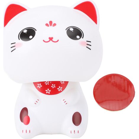 Gatto portafortuna solare - Toivize - Modello annuente - Decorazione per interni auto in plastica 6x9 cm - Accessorio per auto (1/5)