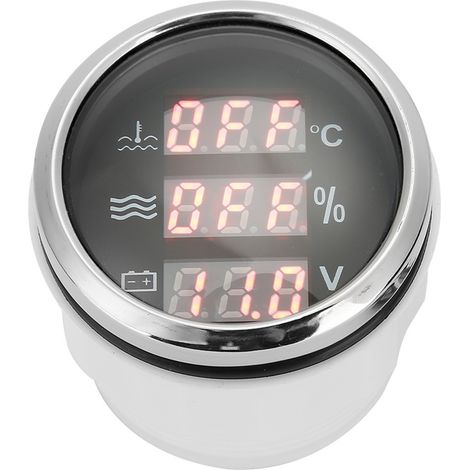 Jauge 3-en-1 52mm/2in: Température d'eau, Tension, Niveau de liquide - Cadran noir, Échelle européenne 0-190 ohm, Compteur multifonction pour tableau de bord (1/5)