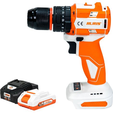 Perceuse Visseuse à Percussion Sans Fil RMX1360 60 Nm, Moteur Sans Balais, 2 Vitesses, Mandrin 0-13 mm, Percussion 30000 bpm, LED, 5 Embouts et 7 Forets + Kit batterie 20V 2Ah et chargeur (1/5)