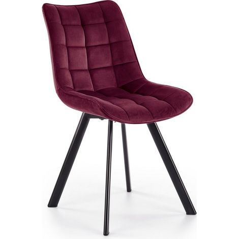 Chaise contemporaine en velours bordeaux avec pieds en métal noir LIBERTY (1/5)