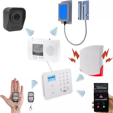 Kit "hangar agricole" - 1 détecteur de mouvement à piles + 1 d'ouverture + sirène 120dB + alerte GSM (DA600+/KP) (1/5)