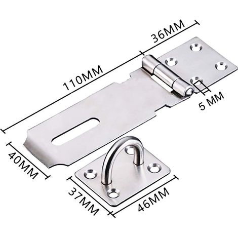 Moraillon de Cadenas en Acier Inoxydable, Heavy Duty Moraillon et Agrafe avec Vis, Fermoir de Porte Verrou de Porte Hangar Loquet Cadenas Agrafe (1/4)