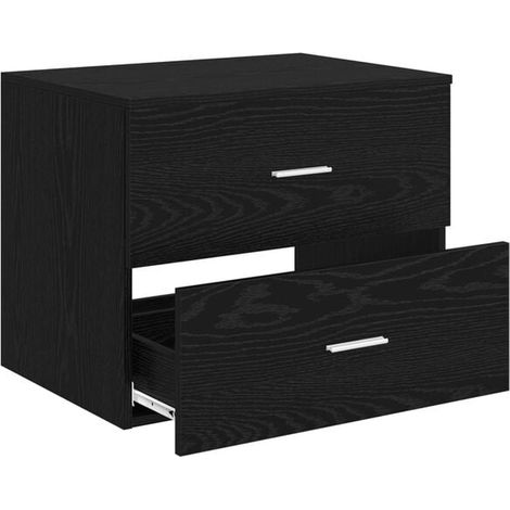 Meuble Vasque Suspendu de Salle de Bain 62,5 cm - Chêne Noir - Avec Lavabo Intégré et Rangements - Design Moderne pour WC et Douche (1/5)